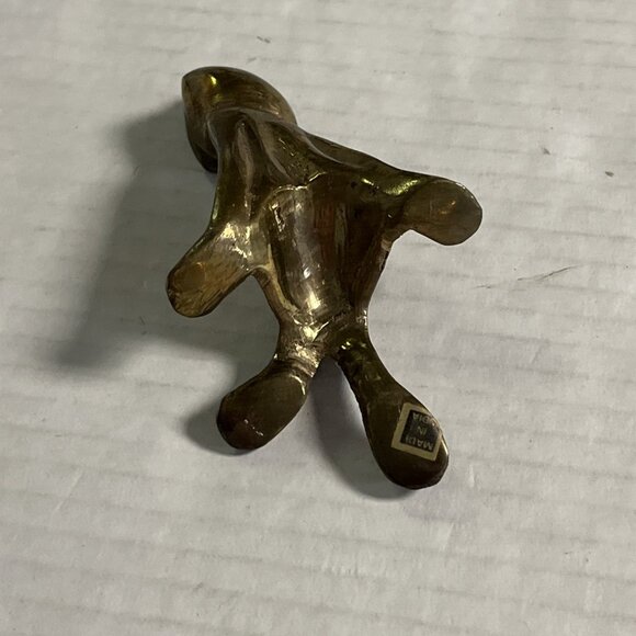 Vintage MCM Solid Brass Frog Shelf Sitter Figurine Smiling Made in Korea 3" Tall - Picture 3 of 10